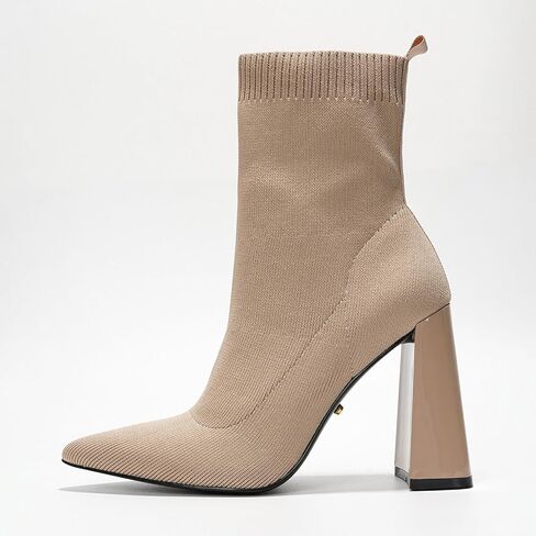 Cape Robbin Pointed Toe Booties for Women with Heels - Dressy Sock Boots and Heeled Ankle Boots, Chic Pointy Toe Booties for Women (Faina.A) in Saudi Arabia