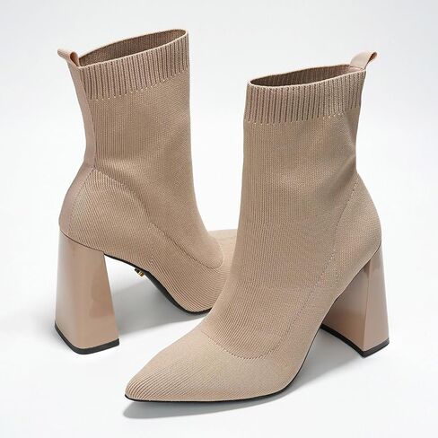 Cape Robbin Pointed Toe Booties for Women with Heels - Dressy Sock Boots and Heeled Ankle Boots, Chic Pointy Toe Booties for Women (Faina.A) in Saudi Arabia