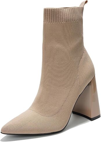 Cape Robbin Pointed Toe Booties for Women with Heels - Dressy Sock Boots and Heeled Ankle Boots, Chic Pointy Toe Booties for Women (Faina.A) in Saudi Arabia
