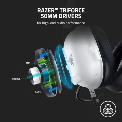 Razer - سماعة الألعاب السلكية BlackShark V2 X للكمبيوتر الشخصي، وPS5، وPS4، وSwitch، وXbox X|S، وXbox One - أبيض (متجدد) in Saudi Arabia