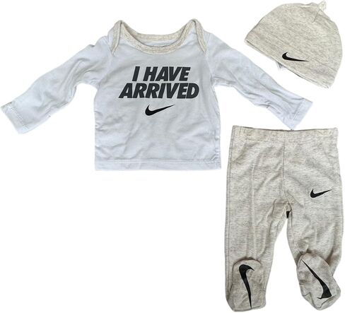 طقم من 3 قطع من بنطال للأولاد الرضع من Nike، بلوزة بأكمام طويلة وقبعة صغيرة (W(56K437-W67)/I، 6 أشهر) in Saudi Arabia