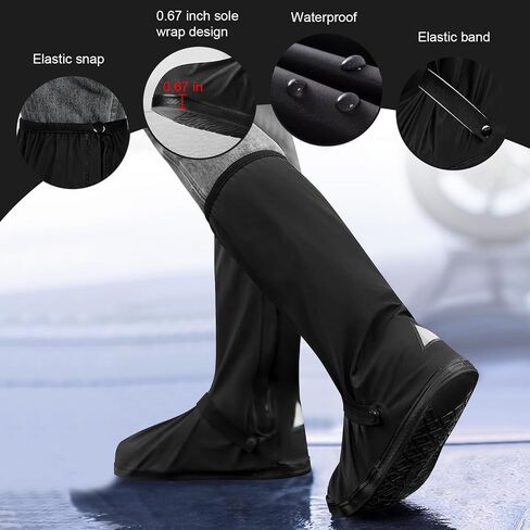 JUSTTOP rain Shoe Covers Waterproof, Recyclable Waterproof Shoe Covers, Shoe Covers for rain with Zipper, Foldable & Non-Slip, rain Shoe Covers, Unisex Rainboots, Reflector (Small) in Saudi Arabia