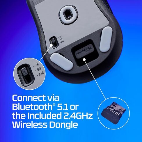 HyperX Pulsefire Haste 2 Mini - ماوس ألعاب لاسلكي للكمبيوتر الشخصي، خفيف الوزن، بلوتوث 2.4 جيجا هرتز، أبيض in Kuwait