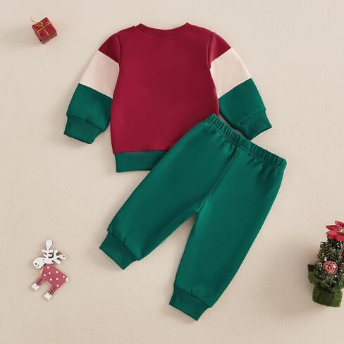 Lamuusaa Toddler Baby Boy Christmas Outfit Long Sleeve Santa Baby Embroidery Sweatshirt Jogger Pants Winter Clothes 3M-3T in Saudi Arabia