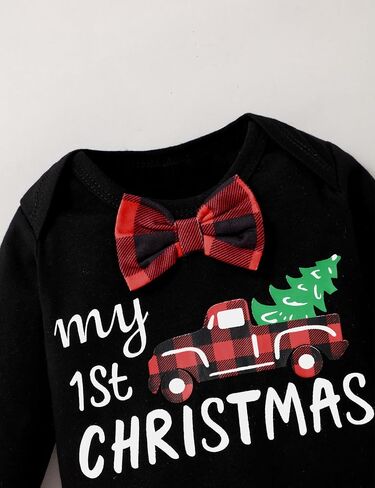 My First Christmas Baby Boy Outfit Gentleman Romper Suspender Pants with Hat 3PCS Christmas Clothes 0-12 Months in Saudi Arabia