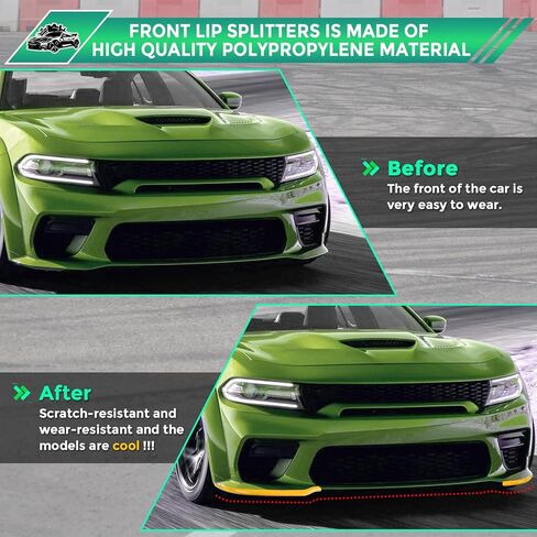 Front Bumper Lip Splitter Protector Cover Compatible with 2015-2021 Dodge Charger Hellcat SRT 392 / Scat Pack/RT Scat Pack/GT/RT, Black in Saudi Arabia