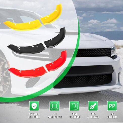 Front Bumper Lip Splitter Protector Cover Compatible with 2015-2021 Dodge Charger Hellcat SRT 392 / Scat Pack/RT Scat Pack/GT/RT, Black in Saudi Arabia