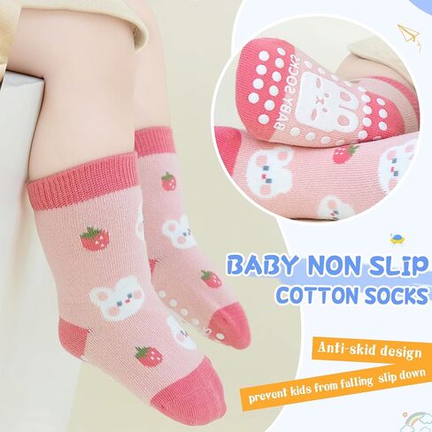 SeeyAN Baby Non Slip Socks Toddler Boys Girls Grips Cotton Anti Skids Crew Cute Cartoon Infant Socks 5 Pairs in Saudi Arabia