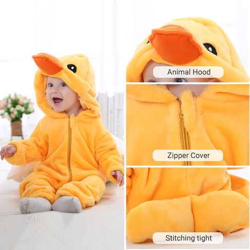 Baby Winter Hooded Romper Jumpsuit, Unisex Kids Flannel Romper, Halloween Toddler Cartoon Animals Onesie in Saudi Arabia