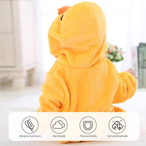 Baby Winter Hooded Romper Jumpsuit, Unisex Kids Flannel Romper, Halloween Toddler Cartoon Animals Onesie in Saudi Arabia