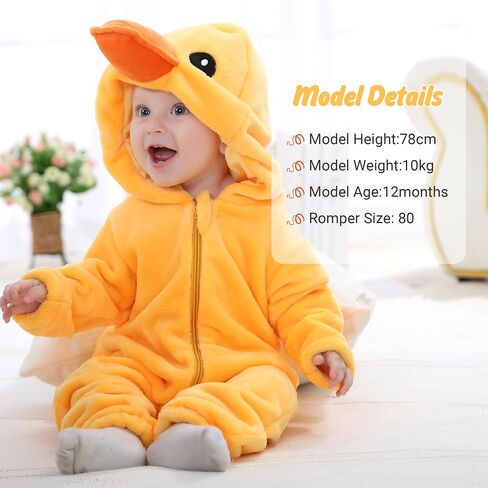 Baby Winter Hooded Romper Jumpsuit, Unisex Kids Flannel Romper, Halloween Toddler Cartoon Animals Onesie in Saudi Arabia