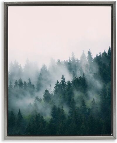 Stupell Industries Misty Forest Trees Black Framed Floater Canvas Wall Art Design by Sisi and Seb in Saudi Arabia