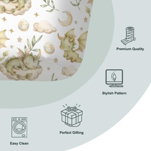 Dragons Crib Sheets, Dragons Clouds Moon Stars Fitted Crib Sheet for Standard Crib and Stroller Mattress, Unisex Dragons Leaves Eggs Print Mattress Sheet for Baby Boys Girls-28 * 52 in Saudi Arabia