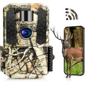 by WOSPORTS Trail Camera WiFi 2K 30MP, Hunting Camera with Night Vision Motion Activated Waterproof,120° Wide Angle Game Camera for Outdoor Wildlife Deer Monitoring