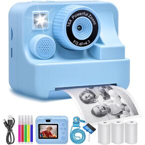 Kids Camera Instant Print Portable Dual Camera Photo 1080P HD Video Kids Digital Printing Camera for 4 5 6 7 8 9 10 Years Old Girls Boys, Pink