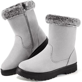 Aomigoct Warm Winter Boots for Women: Fur Lined Mid Calf Boots for Women Comfortale Zipper Womens Snow Boots Waterproof Walking Outdoor