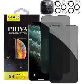2 Pack, Privacy Screen Protector for iPhone 12 Pro [6.1 inch] + 2 Pack Camera Lens Protectorfor iPhone 12 Pro