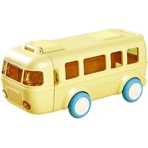 Bus Shaped Water Cup Bottle – 500ml Leak Proof Kids Water Bottle with Straw and Flip Lid (Yellow)