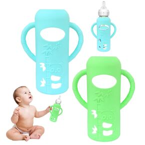 2pack Baby Bottle Handles Compatible with Dr Brown's Glass Bottles, Baby Bottle Holder Hands Free Cultivate Baby's Sense of Independent Eating and Add Fun to Eating