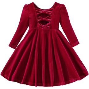 Toddler Baby Girls Dress Floral Long Sleeve Girls Clothes Party Tulle Velvet Formal Party Dresses for Little Girls