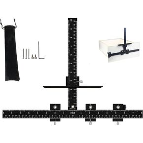 Cabinet Hardware Jig, Cabinet Handle Template Jig Tool Adjustable Drill Guide for Door Drawer Front Handles and Knobs Punch Locator Black