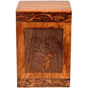 Leatherooze urns for Cremation Ashes | urns for Adult |Wooden urns for Ashes Adult Male | Small Decorative urn for Male and Female in Fractal Burning