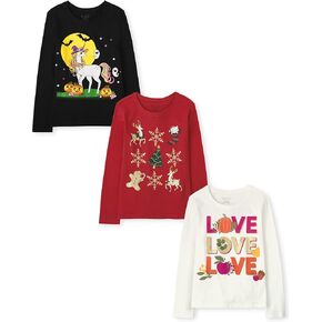 The Children's Place Girls' All Holidays Long Sleeve Graphic T-Shirts,multipacks