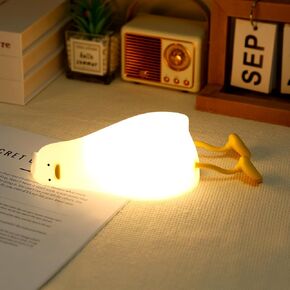 Night Light for Kids Lying Flat Duck Night Light Led Squishy Cute Duck Lamp Silicone Light Up Duck Nursery Night Lights 3 Level Dimmable Rechargeable Bedside Touch Lamp for Breastfeeding