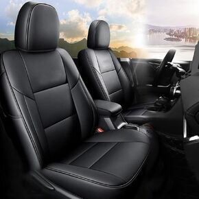 Custom Fit RAV4 Hybrid Car Seat Covers for Select Toyota RAV4 Hybrid (Not for XSE&2022-2024 SE Hybrid) 2019 2020 2021 2022 2023 2024 - Full Set,Leather (Black)