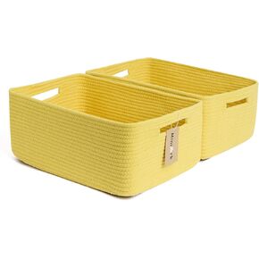 Large Storage Baskets for Shelves, Closet Organizers Bins for Clothes Blanket Towels, Baby Nursery, Toy Baskets Box, Woven Rope Baskets, 17 x 13 x 7.5", 2 Packs Light Pink