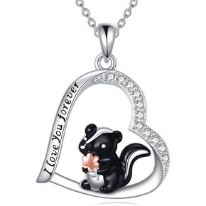 JERWLI Ferret Necklace 925 Sterling Silver Ferret Pendant Necklaces For Women Girls Gifts For Ferret Lovers
