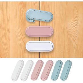 6 Pack Proof Cabinet Locks, Baby Safety Cabinet Fridge Locks, Proof Refrigerator Lock with Sticky Adhesive for Cabinets Oven Drawer Fridge (White+Pink+Blue)