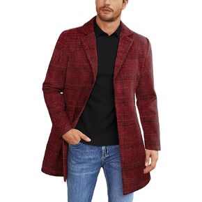 COOFANDY Mens Wool Blend Coat Winter Trench Coats Notched Lapel Collar Single Breasted Overcoat Classic Peacoat With Pockets