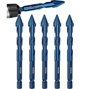 Eccentric Drill Precision Drilling 6/8/10/12mm Glass Tile Ceramic Punching Rock Slab Triangle Drill bit High Hardness,5 Pcs Set 5/16" (8mm)