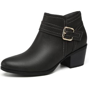 TYNDALL Women's Ankle Boots Chunky Heel Classic Low Heel Comfortable Western Side Zipper Booties Shoes in Kuwait