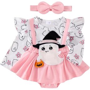 SHIBAOZI Baby Girl Clothes Newborn Ruffle Long Sleeve Cartoon Patch Romper Dress With Bow Headband Infant Fall Winter Outfits