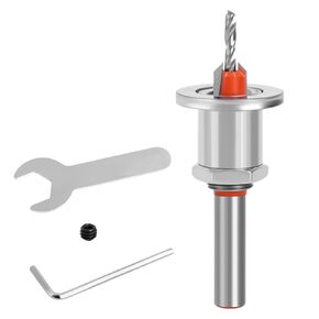 Countersink Drill Bit, Adjustable Tapered Countersink Self Tapping Screw Drill Bit, Silver Limit Taper Hole Countersink Drill Bit, with hex Wrench Set, for Wood Installation (Silver)