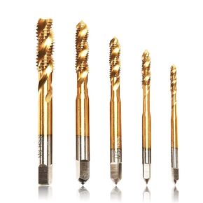 Metric Tap Set Titanium Coat Spiral Flute Drill Tap Set Metric Machine Screw Tap Set Thread Tool Tapping Set M3/4/5/6/8