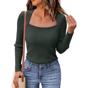 LILLUSORY Women's Lightweight Sweaters 2024 Fall Scoop Neck Long Sleeve Knit Sweater Cute Pullover Top Basic Outfits