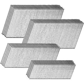 16 Gauge Angled Finish Nails, 20-Degree, 4000-Pack (2-1/2", 2", 1-1/2", 1-1/4" 1000 Per Sizes), Galvanized Assorted Size Project Pack, for Pneumatic, Electric Angled Finish Nailer