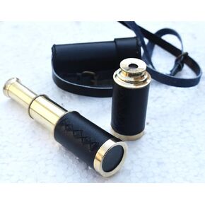 Brass Pirate Monocular Telescope, Collapsible Brass Handheld Spyglass Telescope Monocular for Bird Watching Hunting Hiking Travelling Camping.