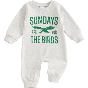 BULINGNA Baby Boy Girl Football Outfit Sundays are for the Birds Eagles Romper Jumpsuit Game Day Fall One Piece Clothes