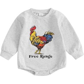 Newborn Baby Boys Romper Sweatshirt Western Country Farm Long Sleeve Bubble Bodysuit Jumpsuit Fall Winter Clothes