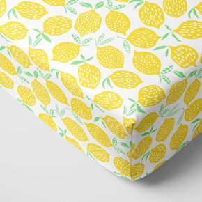 Little Sleepies Fitted Crib Sheet - Buttery Soft Bamboo Viscose Crib Sheets, Toddler Bed Sheet, Mini Crib and Toddler Mattress Sheet, Super Stretchy, Fully Elasticized, Lemon, Mini