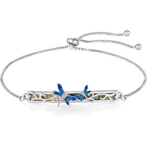 Twoowl Dragonfly Bracelet 925 Sterling Silver Celtic Moon Bracelet Irish Celtic Jewelry Gifts for Women Girls