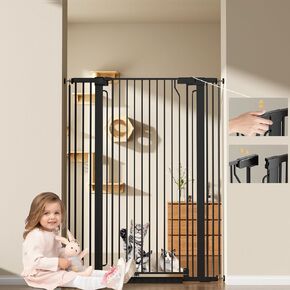 51.2" Extra Tall Pet & Baby Gate with No-Lift-Up Dual-Lock System, 30-41" Wide, Auto-Close, Pressure-Mounted, Easy Walk-Through for Stairs, Doorways, Kitchen & Home (White, 51.2"H, 30-41' W)