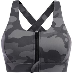 حمالة صدر رياضية للنساء بسحاب أمامي متقاطعة وحمالة صدر لليوجا متوسطة الدعم مع أكواب قابلة للإزالة، أبيض، مقاس L in Kuwait