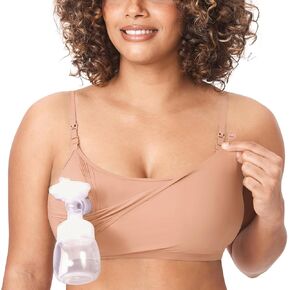 MOMANDA Women's Inbarely Pumping Bra Hands Free All-in-One Nursing Bra Wireless Maternity Bra for Breastfeeding More Coverage