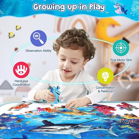 Floor Puzzles for Kids Ages 3 4 5 6 7 8, 70 Piece Construction Site Jigsaw Puzzle with Excavator Bulldozer Forklift Dumper Truck, Building Site Educational Toy Gift for Boys Birthday Christmas in Saudi Arabia