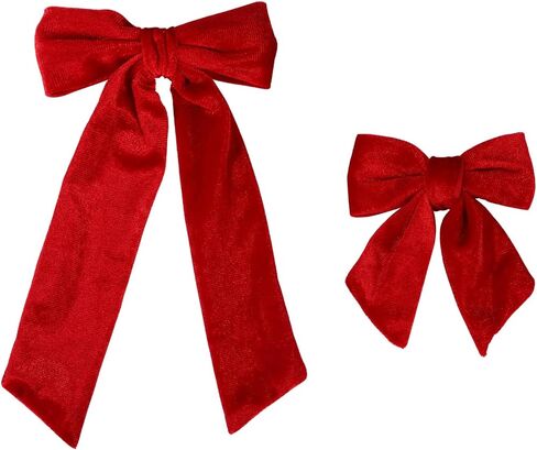 Velvet Hair Bows with Alligator Clips,2PCS Soft Ponytail Knot Bows with Alligator Clips for Toddlers and Little Girls (Red) in Saudi Arabia